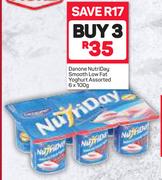 Danone Nutriday Smooth Low Fat Yoghurt-3 x 6x100g