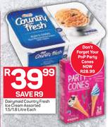 Dairymaid Country Fresh Ice Cream-1.5/ 1.8Ltr Each