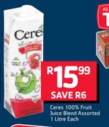 Ceres 100% Fruit Juice Blend Assorted-1Ltr Each