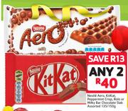 Nestle Aero,Kitkat,Peppermint Crisp,Rolo Or Milky Bar Chocolate Slab Assorted-2 x 135/150g
