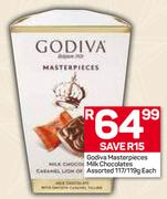 Godiva Masterpieces Milk Chocolates Assorted-117/119g Each