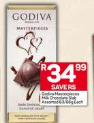 Godiva Masterpieces Milk Chocolate Slab Assorted-83/86g Each