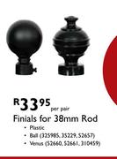 Finials For 38mm Rod-Per Pair