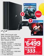 PS4 Pro 1TB Console With Gran Turismo Sport Game Bundle Plus Free Gods Of War