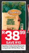 Spekko India Gate Basmati Long Grain White Rice-1kg