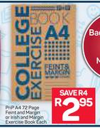 Pnp A4 72 Page Feint And Margin Or Irish And Margin Exercise Book-Each