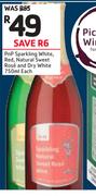 PnP Sparkling White, Red, Natural Sweet Rose & Dry White-750ml Each