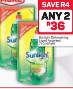 Sunlight Dishwashing Liquid Assorted-2X750ml Refill
