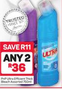 PnP Ultra Efficient Thick Bleach Assorted-2X750ml