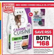Canine Cuisine Dry Dog Food Assorted-6/7Kg & Oral Care Chews-7s Both For