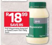 PnP Mayonnaise Assorted Or Salad Cream-750-790g Each