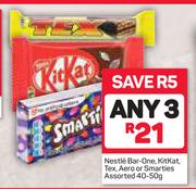 Nestle Bar-One, Kitkat,Tex, Aero Or Smarties 40-50g