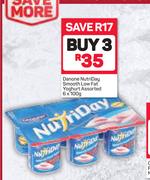 Danone Nutriday Smooth Low Fat Yoghurt Assorted-3 x 6 x 100g