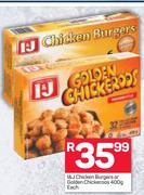 I&J Chicken Burger Or Golden Chickeroos-400g Each