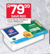 Clover Gouda, Cheddar Or Tussers-800g Each