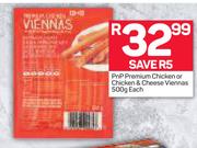 PnP Premium Chicken Or Chicken & Cheese Viennas-500g Each