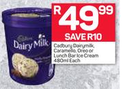 Cadbury Dairymilk, Caramello, Oreo Or Lunch Bar Ice Cream-480ml Each