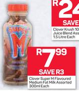Clover Super M Flavoured Medium Fat Milk-300ml Each