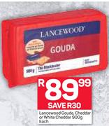 Lancewood Gouda, Cheddar Or White Cheddar-900g Each