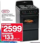 Defy 4-Plate Compact Black Free-Standing Stove DSS514