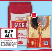 Sasko Cake Wheat Flour 3x2.5kg And Spekko Long Grain Parboiled Rice 3x2kg-Buy All