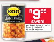 Koo Baked Beans In Tomato Sauce(Includes Lite Variant)-410g Each