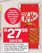 Nestle Kitkat 11 Finger, Aero, Peppermint, Crisp,Rolo, Slab Or Milkybar Original-135/150g Each