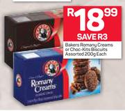 Bakers Romany Creams Or Choc Kits Biscuits Assorted-200g Each