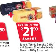 Bakers Tennis Biscuits-200g & Bakers Blue Label Marie Biscuits-200g For Both