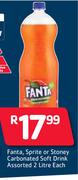 Fanta/Sprite Or Stoney Carbonated Soft Drink-2Ltr Each