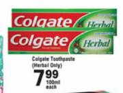 Colgate Toothpaste(Herbal Only)-100ml Each