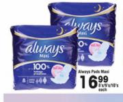Always Pads Maxi-8's/9's/10's Each