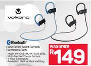 Volkano Bluetooth Race Series Sport Earhook Earphones VK-1008-BK/VK-1008-BKBL-Each
