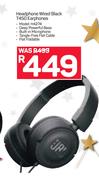 JBL Headphone Wired Black T450 Earphones
