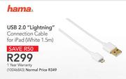 Hama USB 2.0 "Lighting" Connection Cable For iPad(White 1.5m)