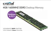 Crucial 4GB 1600MHz Double Sided PC DDR3 Desktop Memory