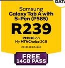 Samsung Galaxy 10.1" Tab A With S-Pen P-585 LTE 4GB Data-On My MTNChoice 2GB