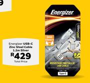 Energizer USB-C Zinc Steel Cable 1.2m Silver