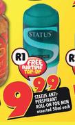 Status Anti-Perspirant Roll-On For Men Assorted-50ml  