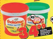 Thokoman Smooth / Crunchy Grondboontjiebotter-1kg Elk