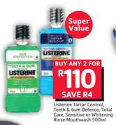 Listerine Tartar Control, Teeth & Gum Defence, Total Care, Sensitive Whitening Rinse Mouthwash-2 x 5