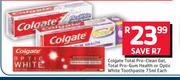 Colgate Total Pro Clean Gel, Total Pro Gum Health Or Optic White Toothpaste-75ml Each
