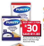 Purity Cream Of Maize Baby's Soft Porridge Assorted-2 x 400g