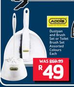 Addis Dustpan & Brush Set Or Toilet Brush Set Assorted Colours-Each
