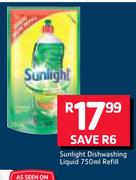 Sunlight Dishwashing Liquid Refill-750ml