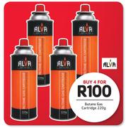 Alva Butane Gas Cartridge 220g-For 4