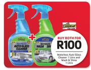 Shield Waterless Auto Glass Cleaner 1 Litre And Wash & Shine 1 Litre-For Both