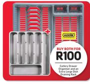 Addis Cutlery Drawer Organiser And An Extra Large Dish Draining Rack-For Both