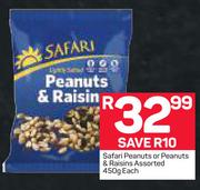 Safari Peanuts Or Peanuts & Raisins-450g Each
