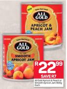 All Gold Apricot & Peach Or Smooth Apricot Jam 900g-Each
